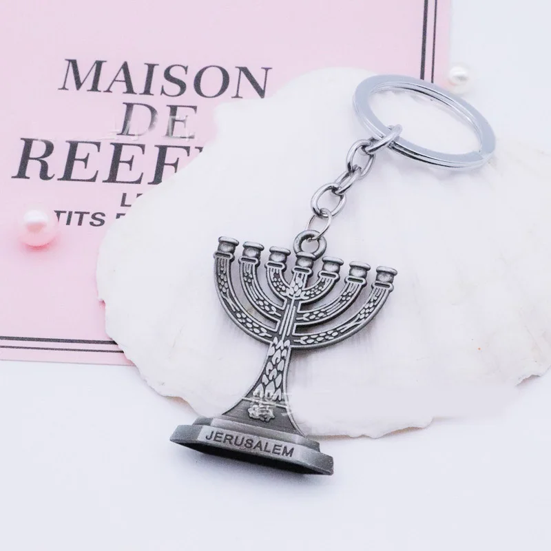Vintage Sviečkový Hanukkah Prívesok Na Mužov, Ženy, Židovskej Menorah Keychains Na Taška Auto Trinket Judaizmus Chanuka Šperky Strany Darček Obrázok 1