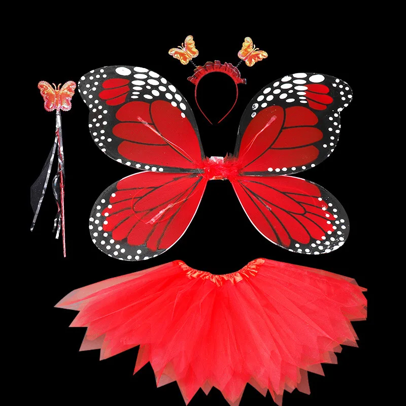 4Pcs Hot Predaj Halloween Cosplay Víla Anjel Krídla Hmyzu Tému Kostým Pre Deti, Dievčatá Motýlích Krídel Kostým Výkon Šaty Obrázok 1