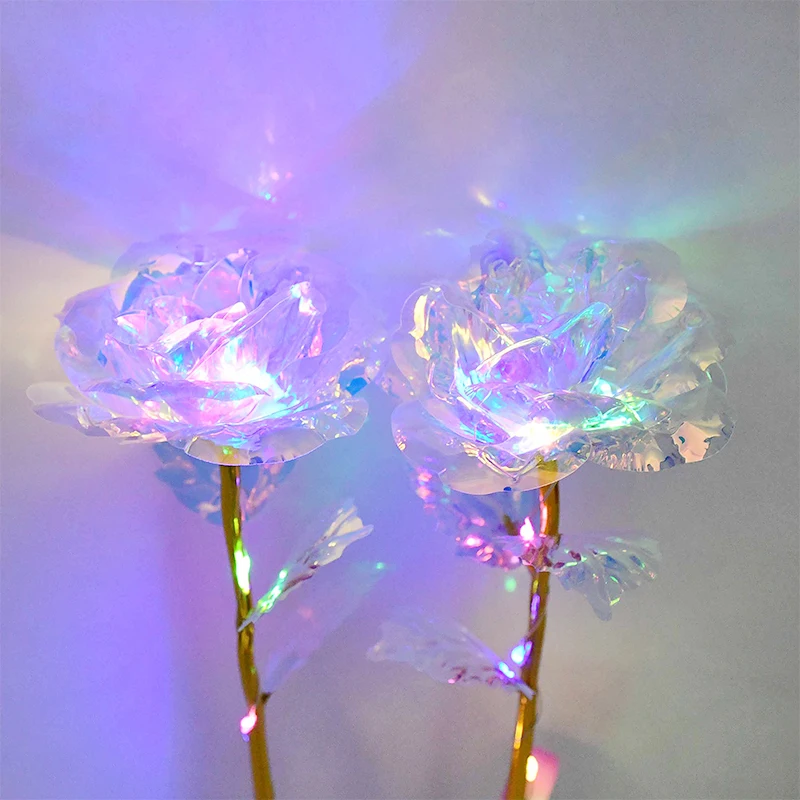 Umelé Večný Rose Farebné LED Svetlo, Umelé Kvety Žiariace Rose Svadobné Dekorácie Valentinku Deň Nového Roka Darček Ruže Obrázok 1