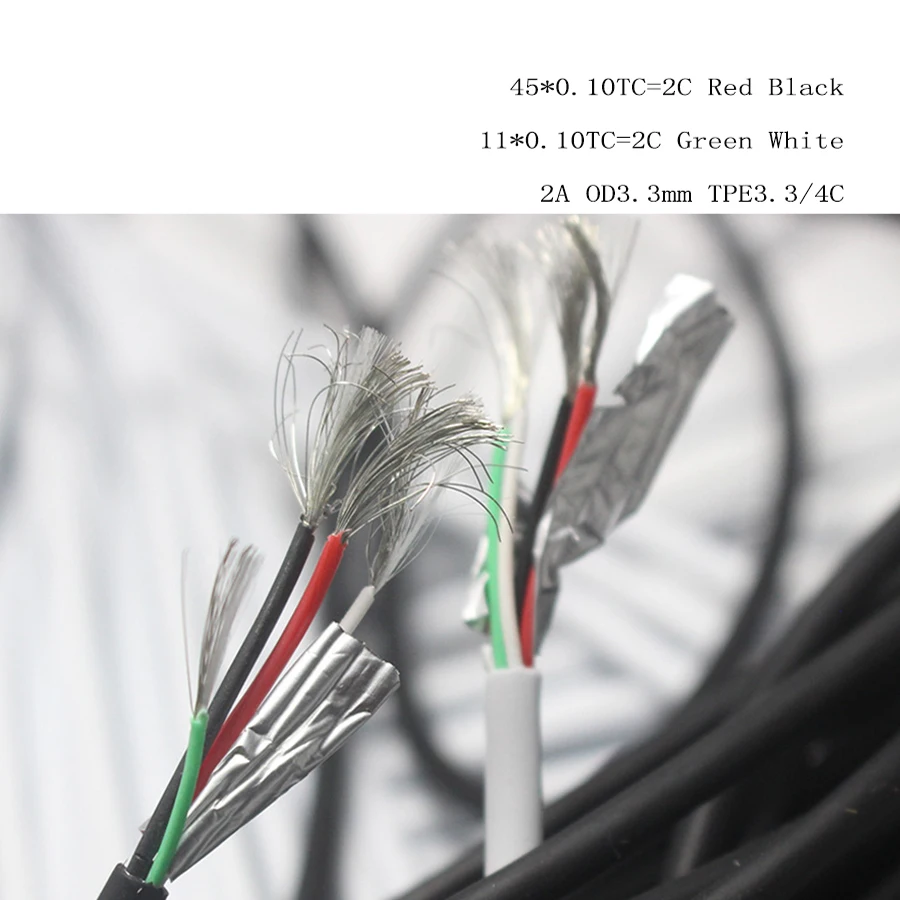 2metre 3A 4 Jadro drôtu biela / čierna PET dátový kábel s Shield / USB Avaition Zapojte kábel / DIY Diely na Telefón / tablet nabíjania Obrázok 1