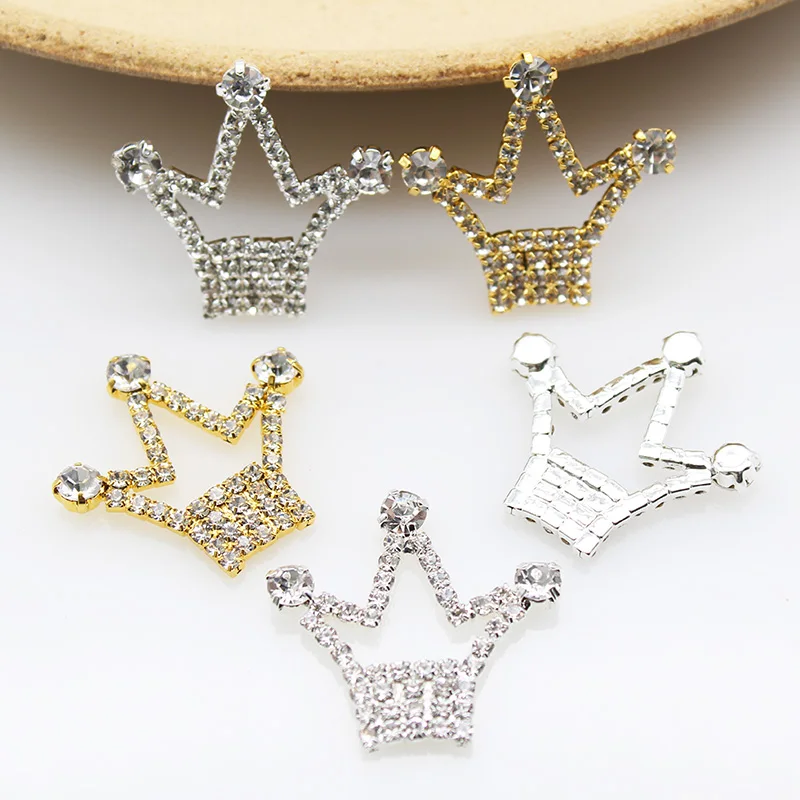 10Pcs 30 MM Luxusné Crystal Koruny Gold/Silver Plated Kráľovná Kráľ Koruny Tlačidlá pre Šperky, Vlasové Doplnky,Brošňa, Čo Zariadených izbách Obrázok 2