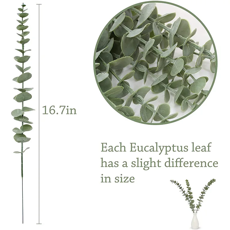 10 Ks Umelých Eukalyptu Leaf Dekor Falošné Rastliny, Domáce Dekorácie, Svadobné Kvetinové Aranžmán Falošné Zelene Listy DIY Garland Obrázok 2