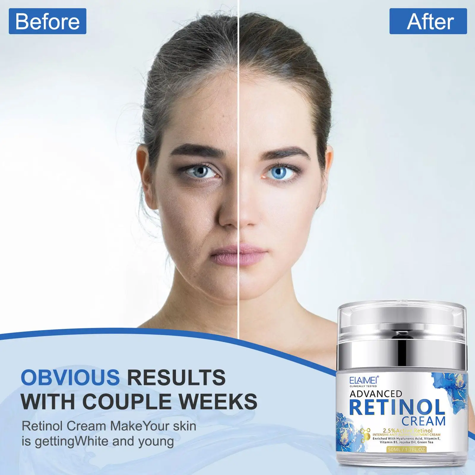 Rozšírené Retinol Face Cream Anti-Aging Odstrániť Vráskam, Spevňujú, Zdvíhacie Bielenie, Leštenie Hydratačná Starostlivosť o Pleť Tváre 50ml Obrázok 2