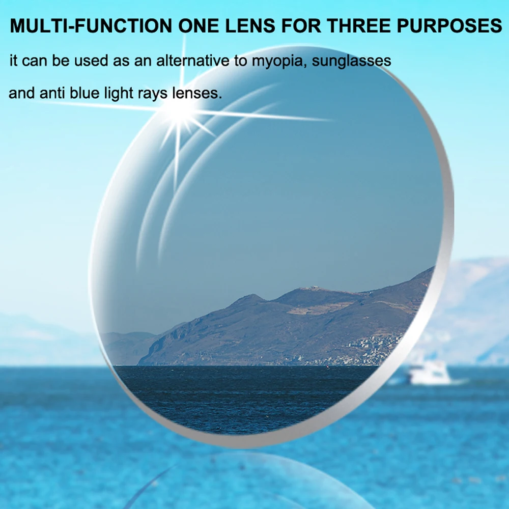 Peekaboo CR-39 živice photochromic asférické okuliare dioptrické šošovky proti modré svetlo optickej šošovky krátkozrakosť, 1.56 1.61 1.67 1.74 Obrázok 2