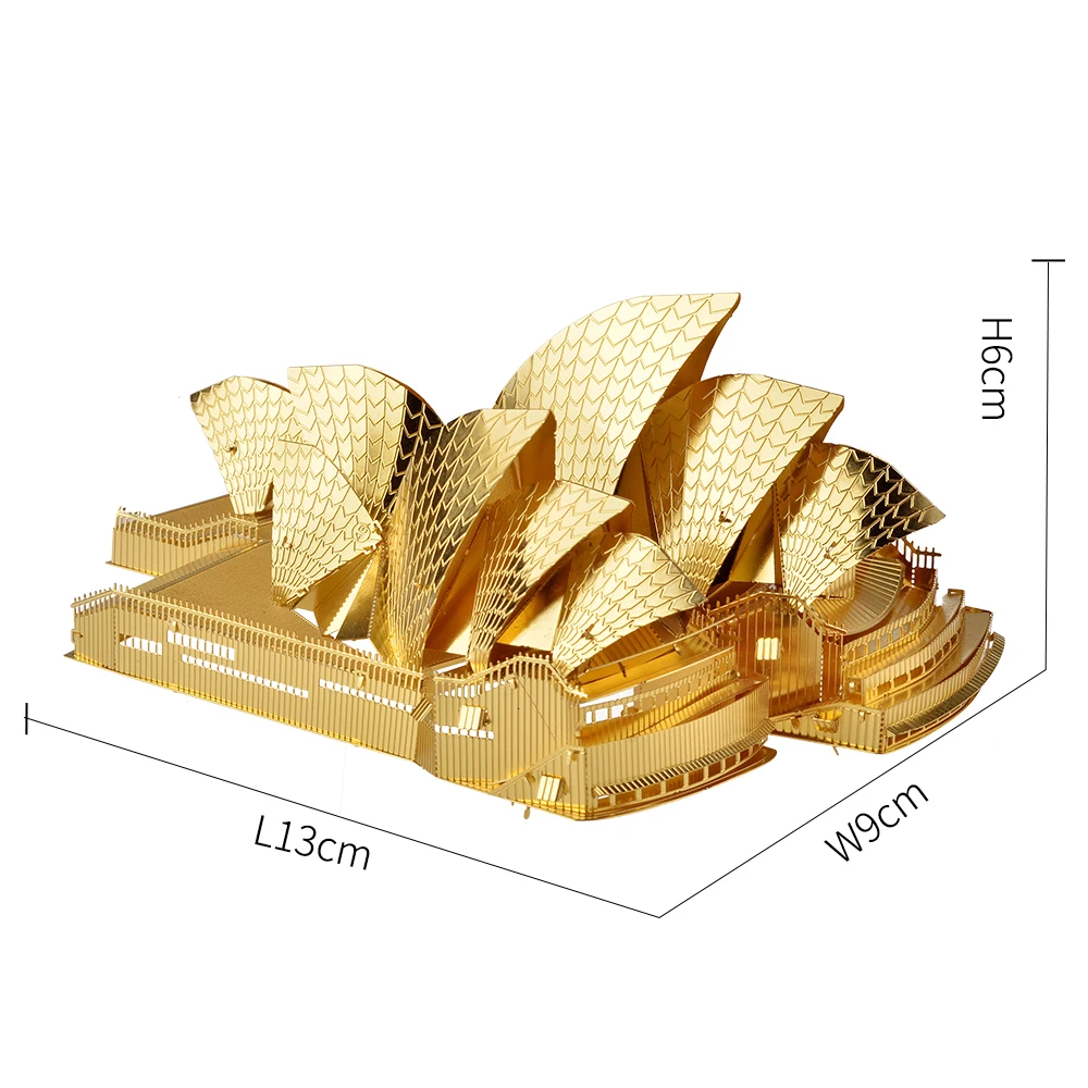 Piececool 3D Puzzle Kovové Modely Sydney Opera House HOBBY Hračky Model Budovy Súpravy Skladačka pre Dospelých Obrázok 2