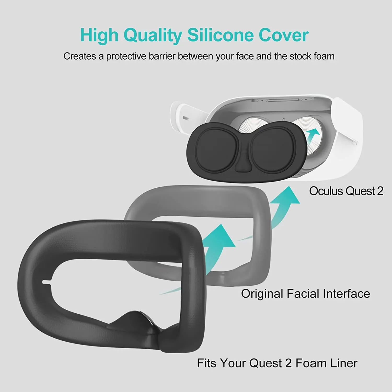 Pre Meta/Oculus Quest 2 Prípad VR bočný Kryt Objektívu Pad Umývateľný Silikónová Maska VR Headset Oko Pokrytie Pre Oculus Quest 2 Príslušenstvo Obrázok 3