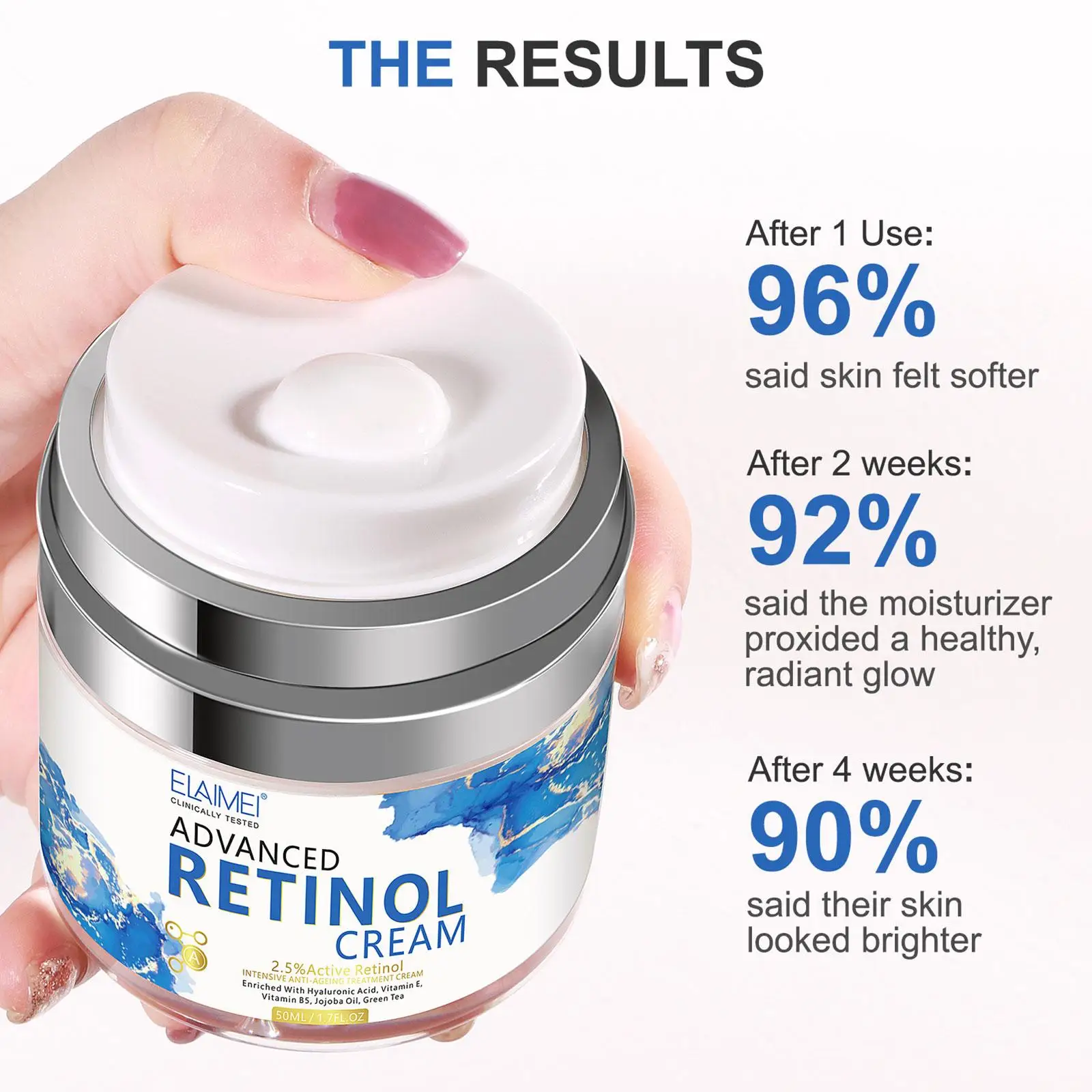 Rozšírené Retinol Face Cream Anti-Aging Odstrániť Vráskam, Spevňujú, Zdvíhacie Bielenie, Leštenie Hydratačná Starostlivosť o Pleť Tváre 50ml Obrázok 3