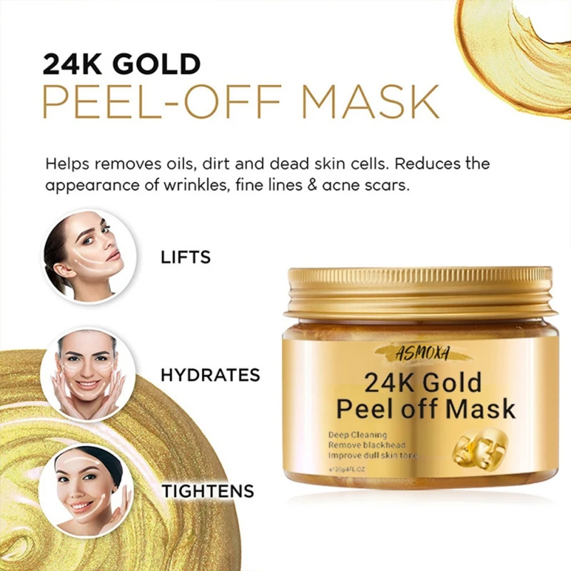 24K Gold lúpať Pleťová Maska Hlboko Hydratačný Čistiaci prípravok Proti Starnutiu Pokožky Leštenie Gel Mask 120 g Obrázok 3