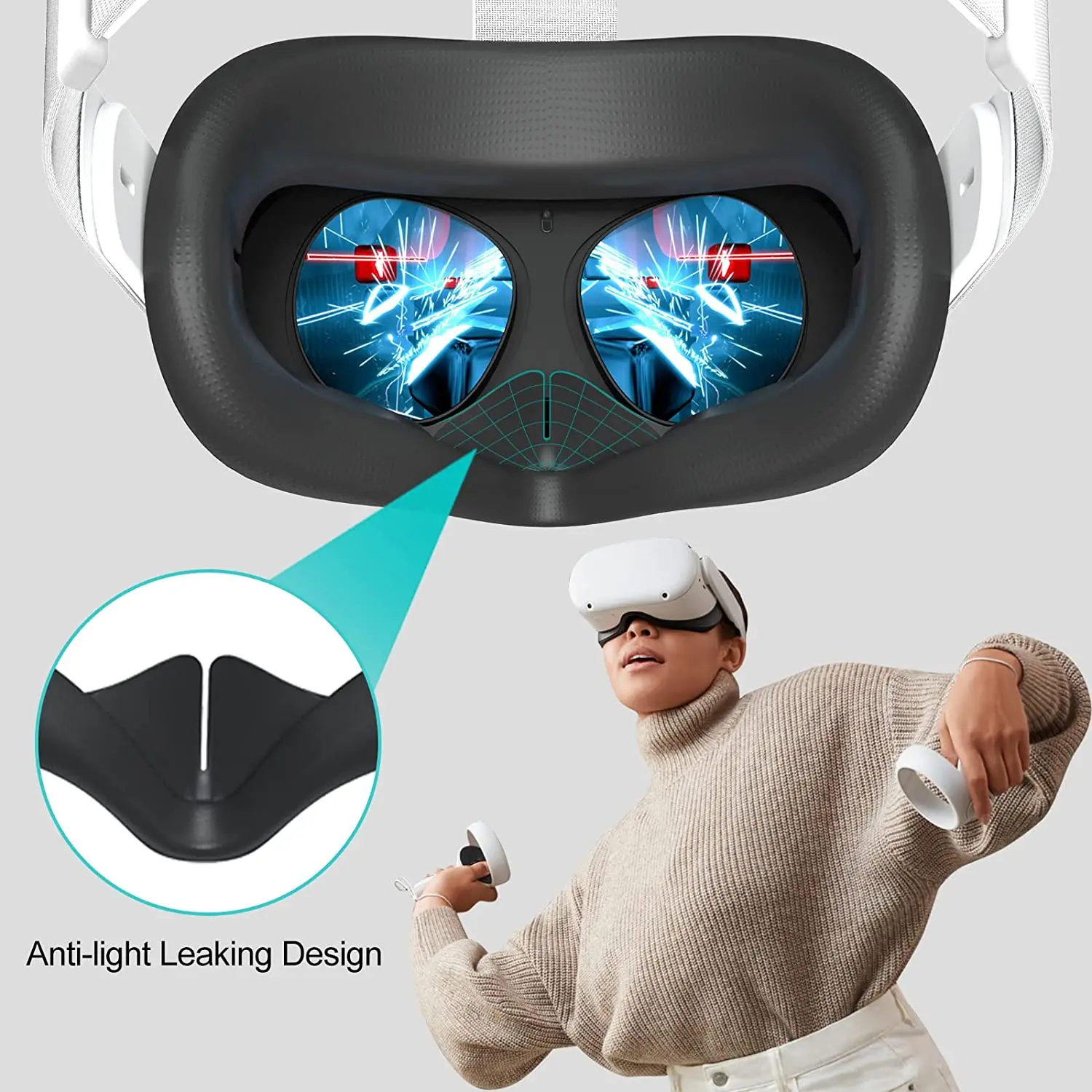 Pre Meta/Oculus Quest 2 Prípad VR bočný Kryt Objektívu Pad Umývateľný Silikónová Maska VR Headset Oko Pokrytie Pre Oculus Quest 2 Príslušenstvo Obrázok 4