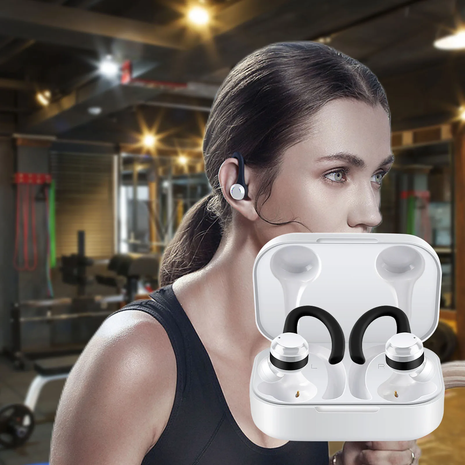 Over-Ear Športové Bezdrôtové Slúchadlá IPX6 Nepremokavé Bezdrôtové Stereo Slúchadlá Pre Vnútorné Telocvični so Systémom potlačenie Šumu Slúchadlá Obrázok 4