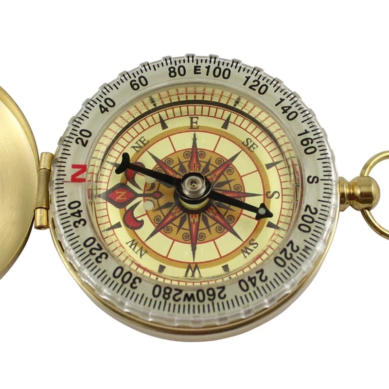 Vrecko Mosadz Zlatý Kompas, Svetelný Outdoor Camping Prežitie Nástroje Starovekej Kompas Vojenské Taktické Vybavenie Navigácia Obrázok 4