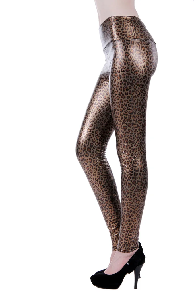Leopard Vytlačené Legíny Faux Kožené Nohavice, Legíny Pre Fitness Žien Gotický Leggins Zimné Topánky Pre Ženy Push Up Leginy Obrázok 4