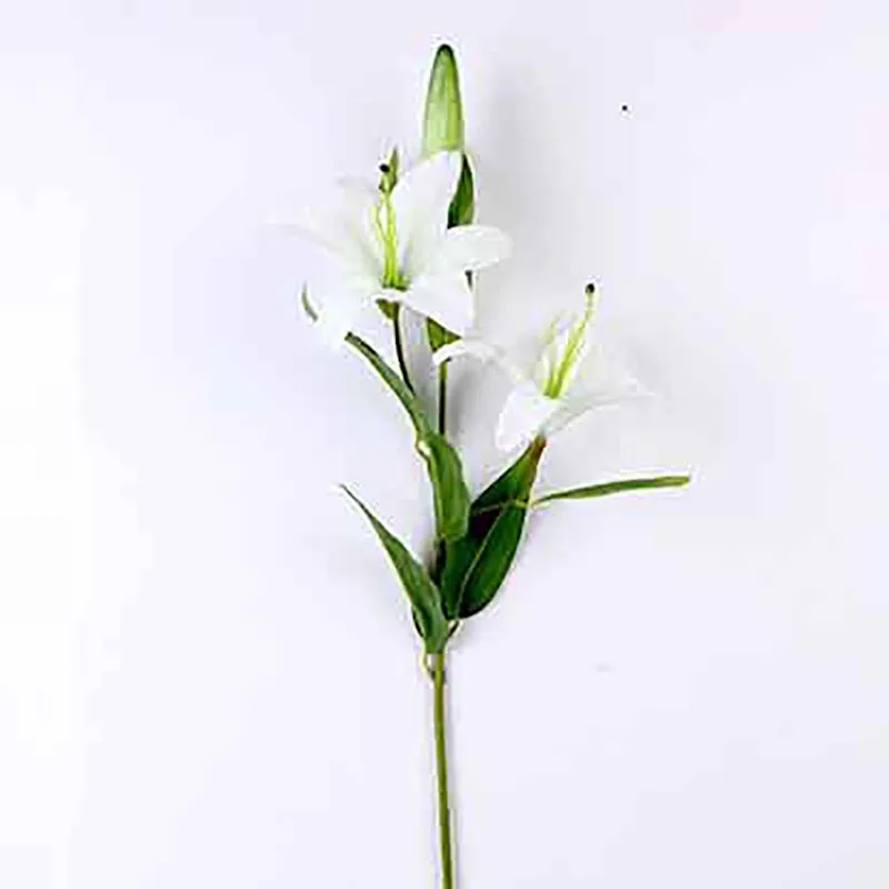 2 hláv 1 bud/kytice Hodváb Umelé Kvety Ľalie Kvetinový s Falošný List Kvet Rastliny Domov Miestnosti Dekorácie Obrázok 5