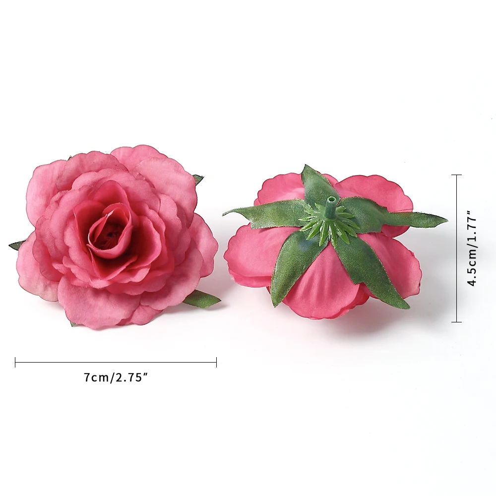 10PCs Hodváb Rose Umelé Kvety 7 cm Lacné Falošné Kvet Kvalitné Svadobné Dekorácie Pre Domov Izba Dekor Strany Záhrada HOBBY Veniec Obrázok 5